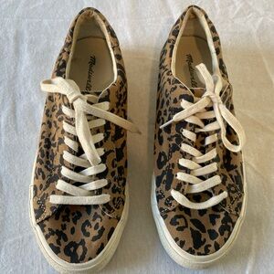 Madewell Sidewalk Low-Top Sneakers in Leopard Print Recycled Canvas Size 8.5